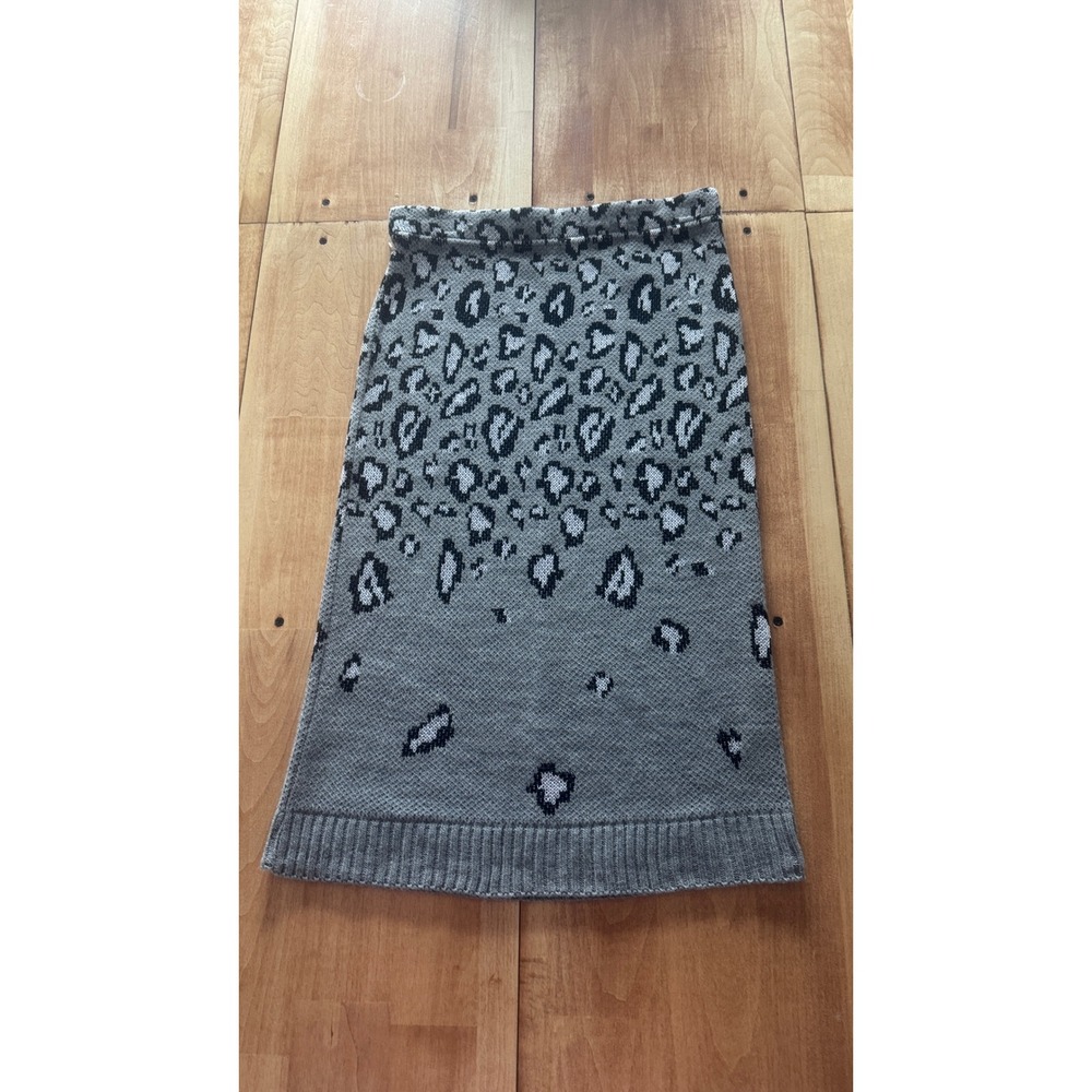 Express Gray Leopard Animal Print Knit Pencil Skirt‎ Womens XS Made in USA